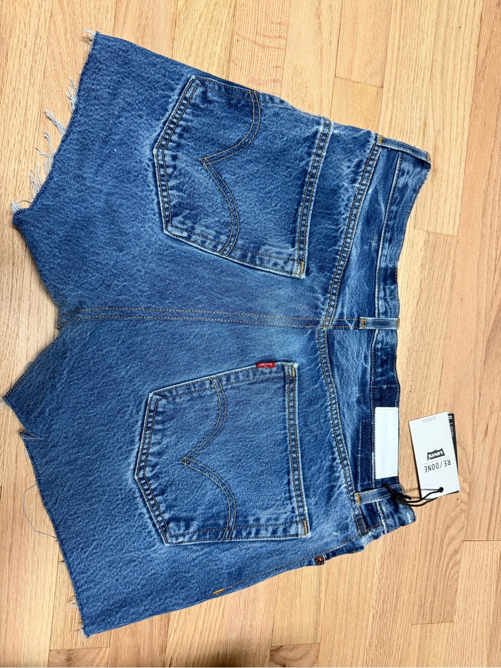 Re/Done Levi Denim Button-Fly Cutoff Shorts - Picture 2 of 4